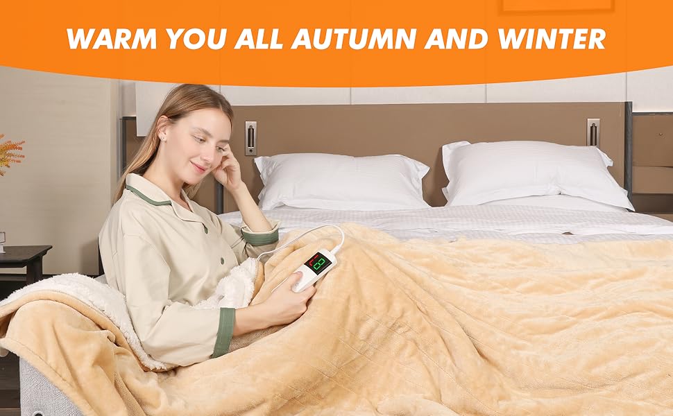 Електрична ковдра Qieryun з автовимкненням, 130x180 см, 10 режимів нагріву, таймер 8 годин, захист від перегріву, флісова, для дому та офісу (Хакі, 130 x 180 см)
