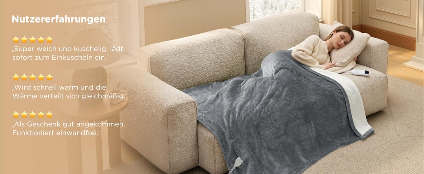 Електрична ковдра BEDSURE з автоматичним вимкненням, 130x180 см, сіра - тепла подарунок для мами на Різдво