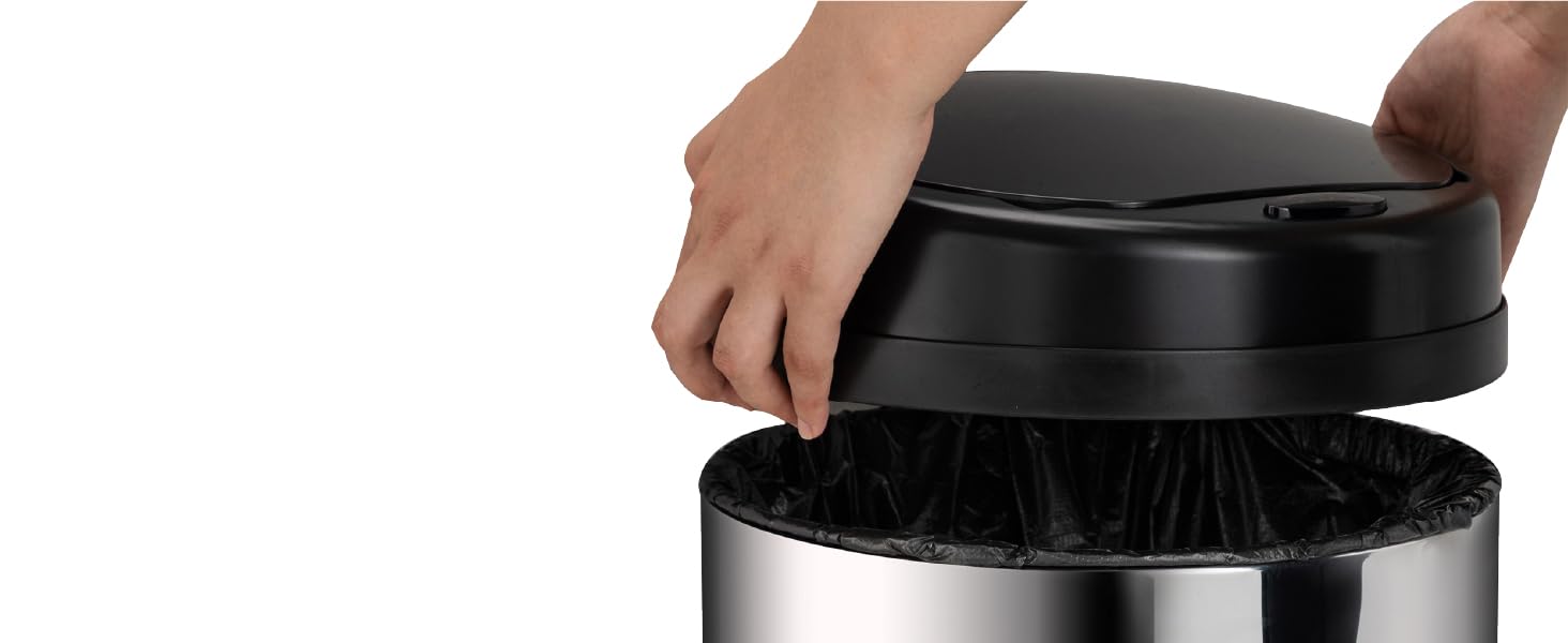 Відро для сміття Juskys з датчиком руху, 30 л, сріблястого кольору. Нержавіюча сталь, контактне відкриття, Klemmring для пакетів.