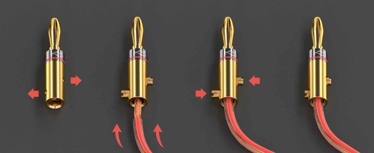 Бананові конектори KabelDirekt (5 пар) - для акустичних кабелів до 6 мм², позолочені, гвинтові