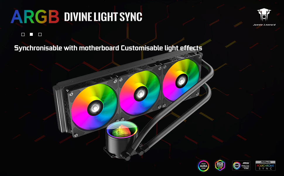 Охолоджувач CPU Jungle Leopard TK1 ARGB 360 з водяним охолодженням, 800-2000RPM, PWM вентилятор, сумісний з Intel LGA115X/1200/1700/1366/2011/2066 та AMD FM2/FM2+/AM3+/AM4/AM5