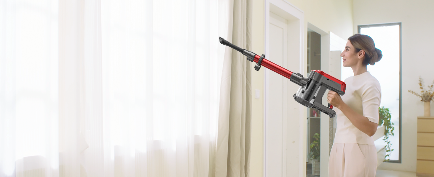 Акіта Бездротовий пилосос 30V 450W з акумулятором до 50 хвилин роботи, 3 режими всмоктування, ручний та стійкий, безщітковий цифровий двигун, літієва батарея, для килимів та шерсті тварин (V10A)