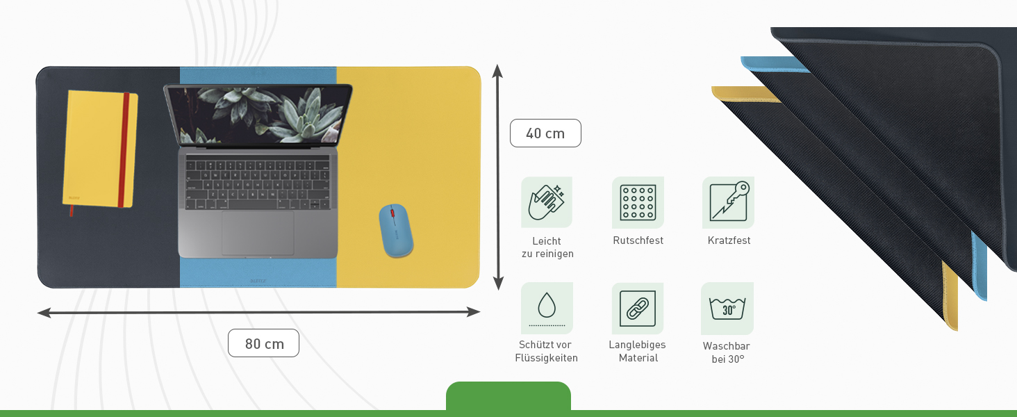 Leitz Великий килимок для миші для геймінгу, сірий, 100 x 40 см. Нековзне покриття, точне відстеження миші, легко миється. Підходить для офісу, дому та геймінгу.