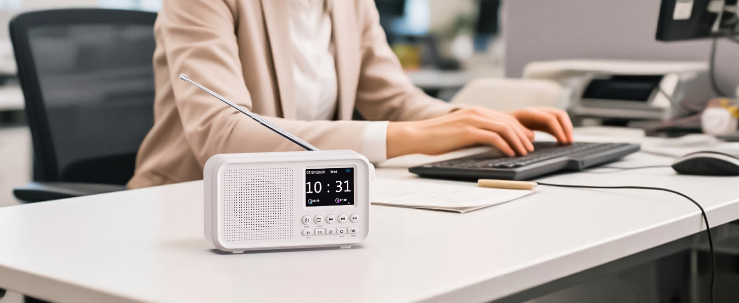 Портативне DAB/DAB+ радіо з Bluetooth 5.0, FM, акумулятором 3000mAh, будильник, еквалайзер, підтримка TF-карт, 2.4