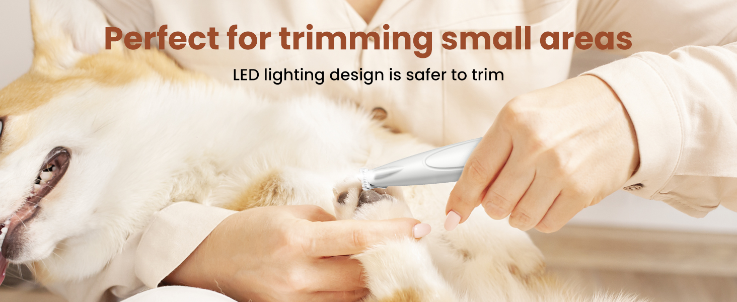 Машинка для стрижки собак 2 в 1 з тримером для лап, тиха, з LED-підсвічуванням, професійна, Type-C, для малих та великих собак і котів