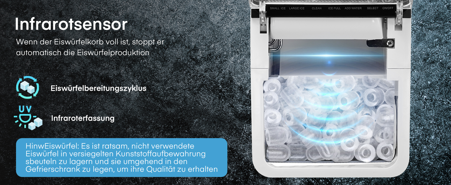 Машина для приготування льоду FOHERE, 14 кг/24 год, 9 кубиків за 5 хвилин, самоочисна, з лопаткою та кошиком, 2 розміри кубиків, для дому/офісу/бару/RV