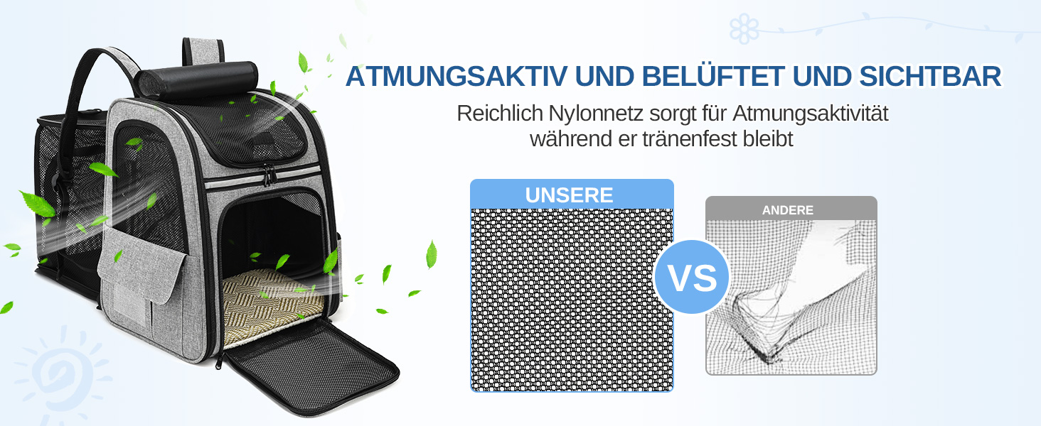 Рюкзак для кота/собаки Dogat, сірий, дихаючий, з сіткою, розкладний, для подорожей