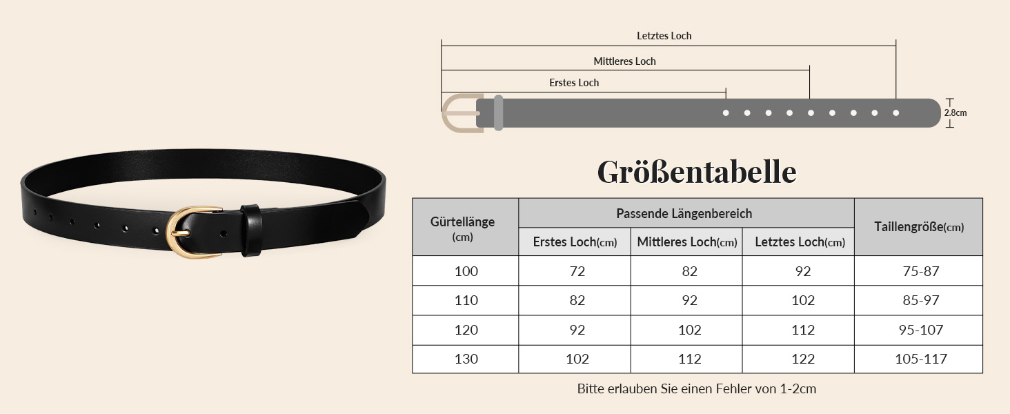 Жіночий шкіряний ремінь WERFORU для джинсів, спідниць та суконь з золотою пряжкою, червоний, довжина 110 см (85-97 см талія)