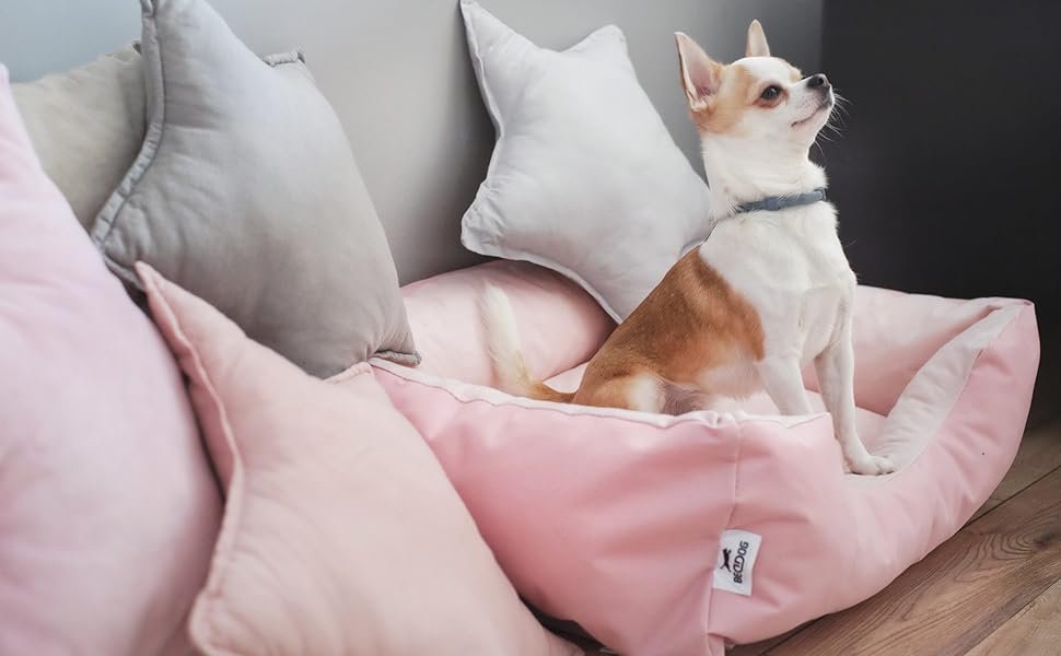 Килимок для собак BedDog® Nelly - м'який лежак для тварин, штучна шкіра, 90x60 см, пісочний/кремовий колір