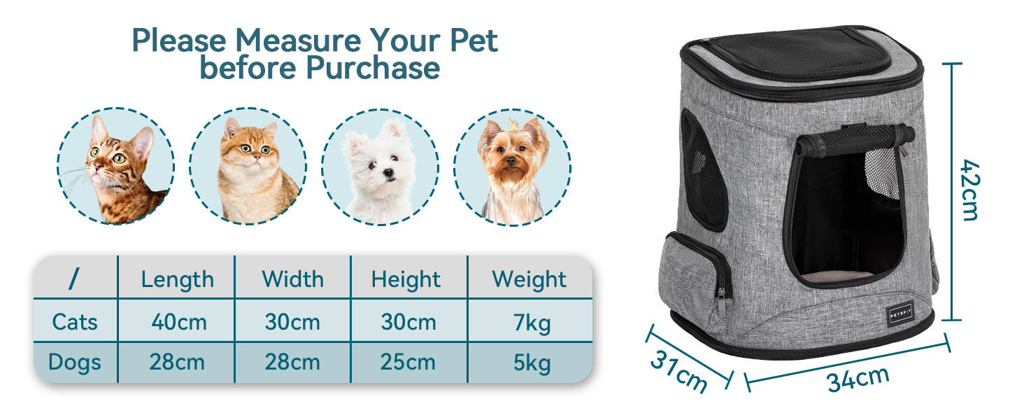 Рюкзак для котів та собак Petsfit - сірий, до 5 кг, з сіткою, для прогулянок