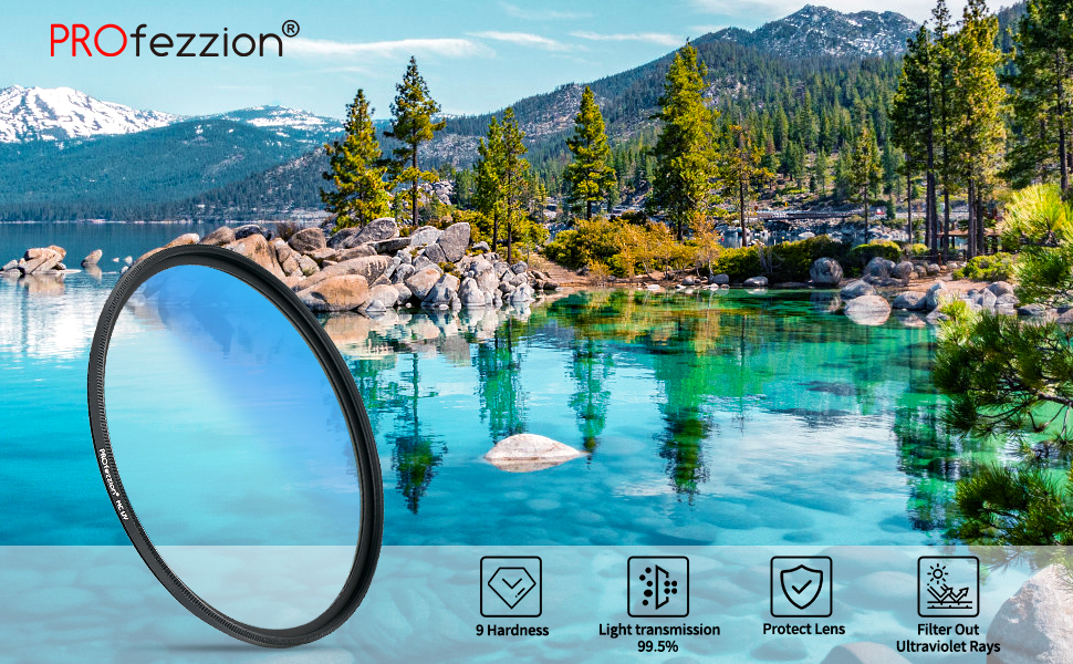 Фільтр UV PROfezzion Slim 58mm для Canon EOS 2000D, 4000D, 1300D, 1200D, 850D, 800D, 760D, 750D, 700D, 650D, 600D, 550D, 500D, 250D, 200D з об'єктивом EF-S 18-55mm та іншими об'єктивами з різьбою 58mm