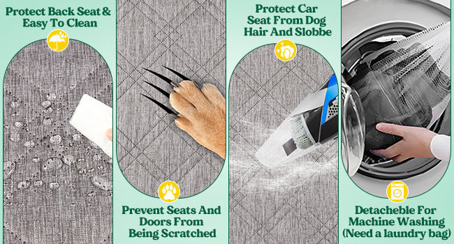 Loiion Dog Car Seat Cover - Waterproof & Protective Back Seat Liner for Cars, SUVs & Trucks - Durable, Non-Slip, Hard Bottom - Grey