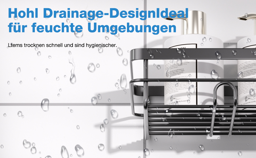 Поличка для душу без свердління, 5 шт. Органайзер для ванної кімнати, кутова поличка для душу з гачками, самоклеюча поличка для ванної та кухні (Чорний)