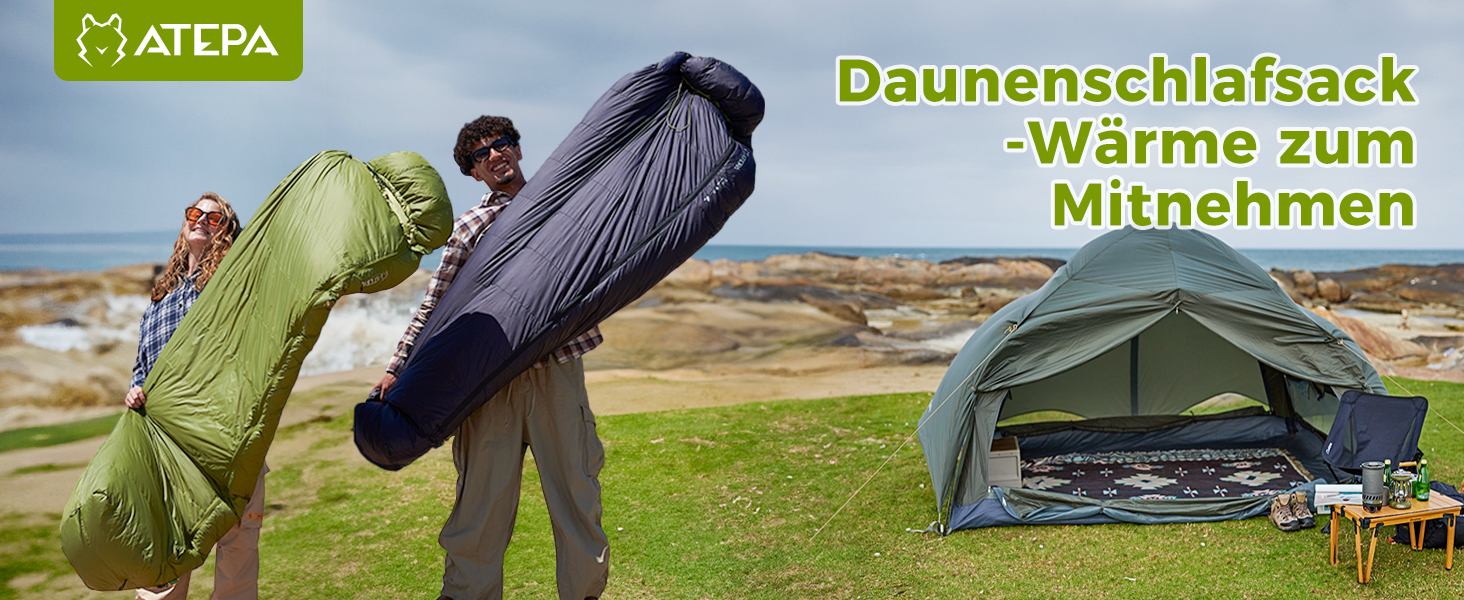 Спальний мішок ATEPA 0°C, чорний, для дорослих, 4-сезонний, водовідштовхувальний, комфортна температура 6°C, межа 1°C, для кемпінгу та подорожей