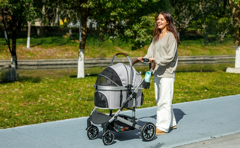 PawHut Будка-переноска для собак і котів 3-в-1, сірого кольору, до 10 кг, з килимком, сіткою та кошиком для зберігання