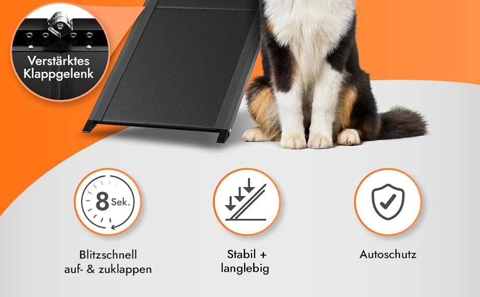 Рампа для собак до 90 кг - PLATZWUNDER - стабільна, преміум-якість, складна, антиковзка, з легкого алюмінію, підходить для всіх автомобілів