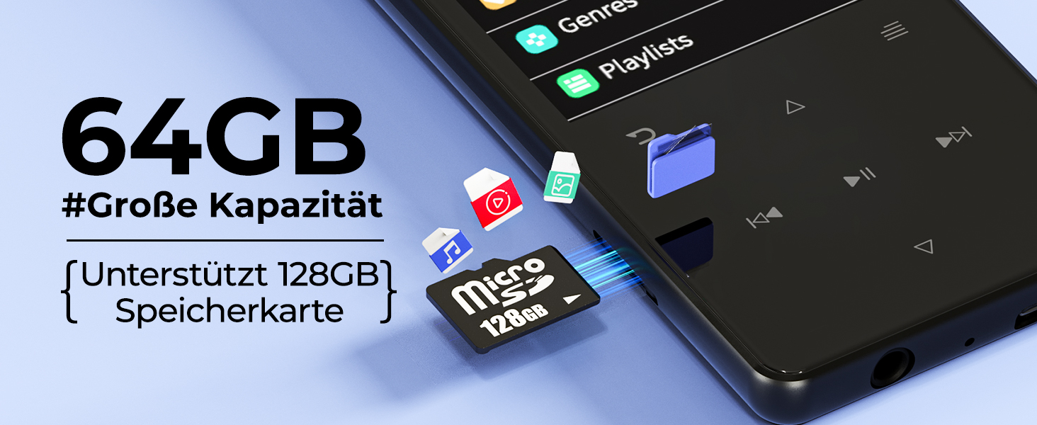 MP3 плеєр 64GB з Bluetooth 5.3 та екраном 2.4
