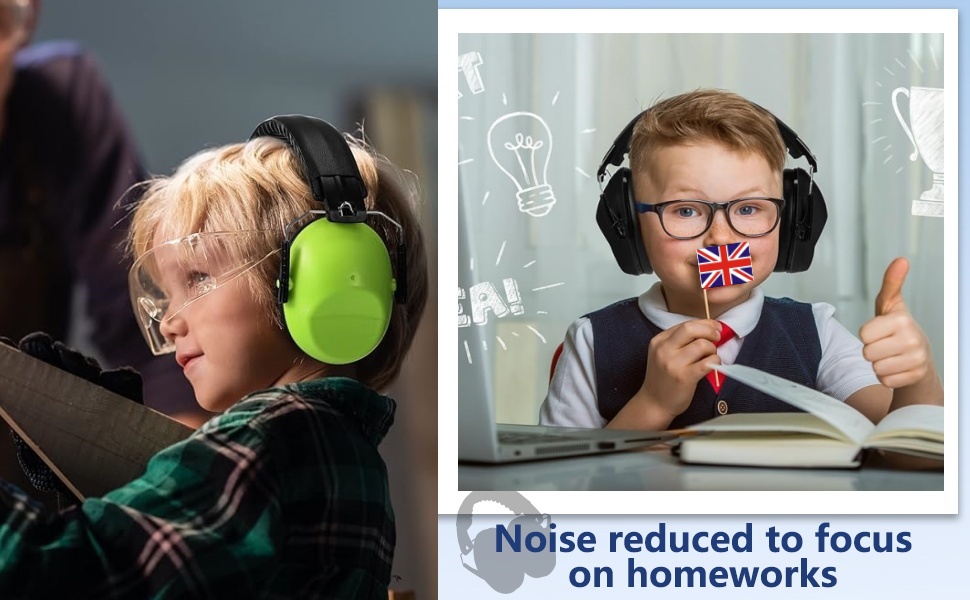 Навушники для захисту вух дитини, SNR 26dB, блакитні. Захист від шуму для сну, навчання, 3-16 років