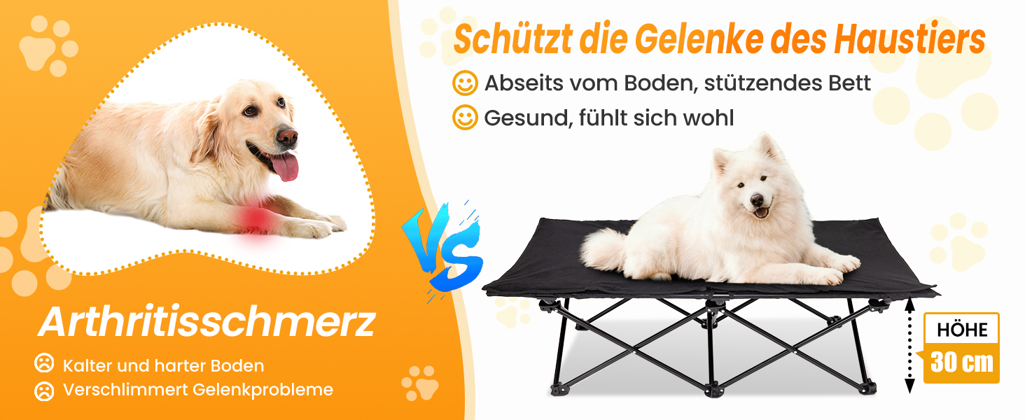 КінгКемп лежанка для собак, піднята лежанка для домашніх тварин, лежанка для собак на відкритому повітрі, чорна, 57 x 57 x 23 см (126 x 66 x 33 см)