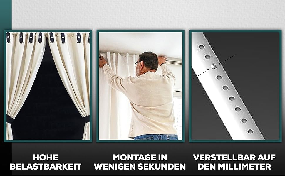 Штанга для штор Ø 32 мм, без свердління - для душу, вікна, кімнати, кухні (270-320 см, Біла)