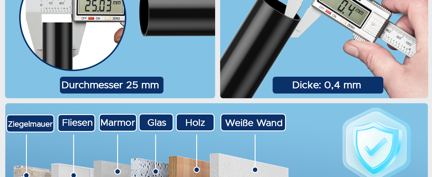 Штанга для карнизів без свердління – Ø 25 мм, 1 шт. Регульована телескопічна штанга для кріплення, для штор, душової завіси та гардеробу (Чорний, 71-98 см)