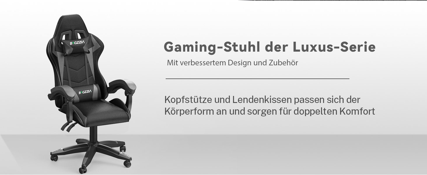 Геймерське крісло Racingreat Ergonomic для PC, підлітків та дорослих. Регульоване, з підголівником, оббите PU-шкірою, темно-сіре