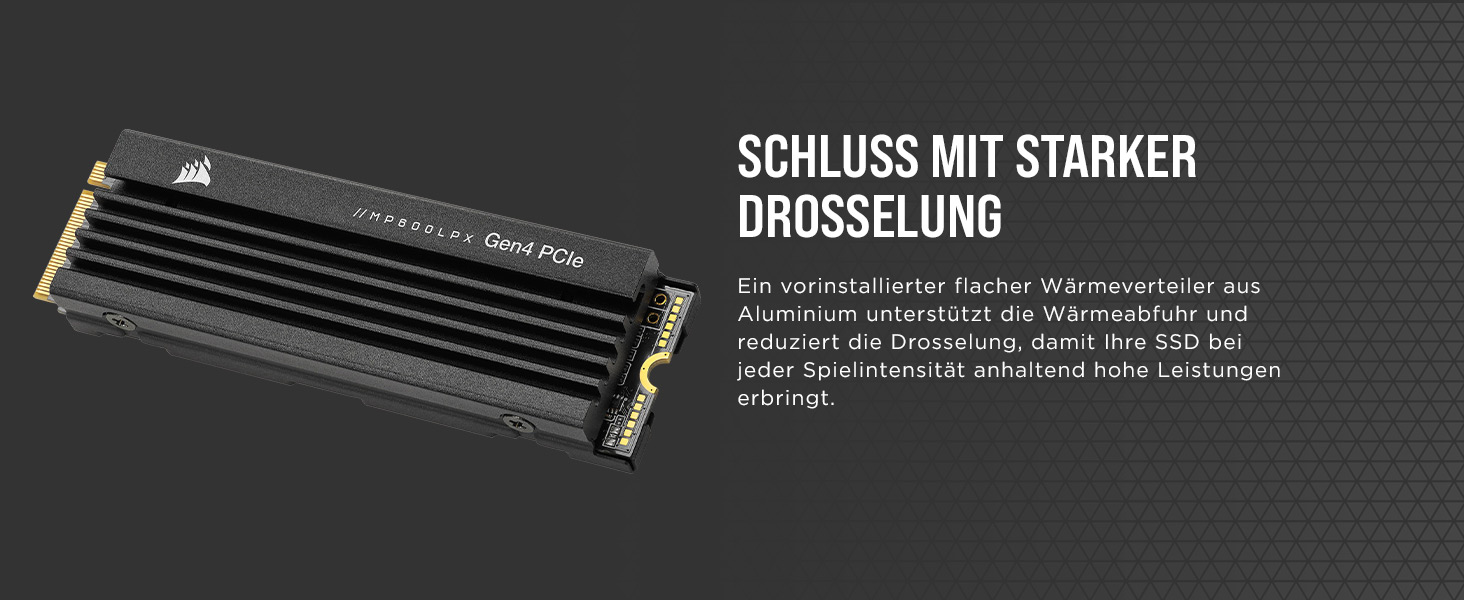 SSD Corsair MP600 PRO LPX 4TB M.2 NVMe PCIe Gen4 для PS5 (7100 МБ/с, 6800 МБ/с, компактний форм-фактор)