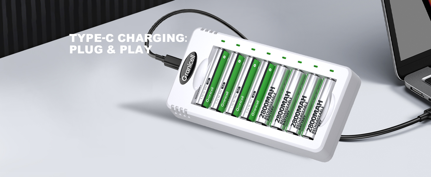 Зарядний пристрій AA + 4 x 2800mAh акумулятори AA 1.2V - Зарядний пристрій для акумуляторів NI-MH