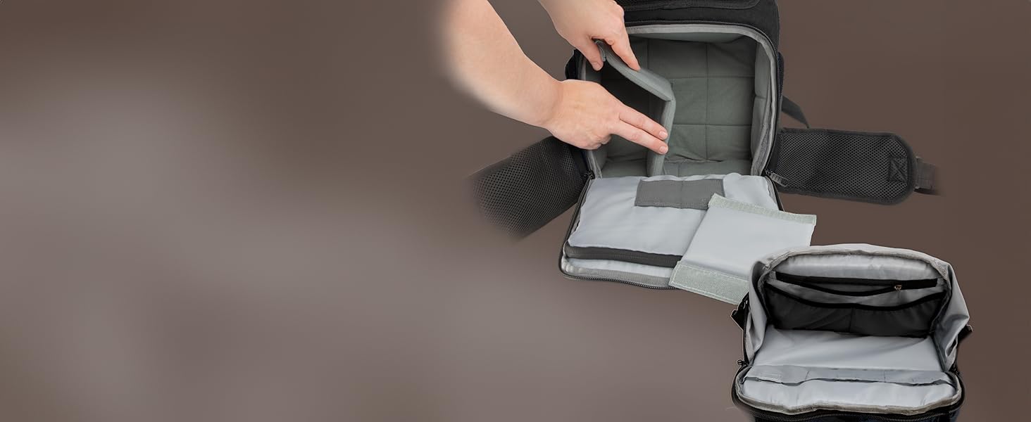 Чорний рюкзак для камери: захист від крадіжок, відділення для ноутбука 14