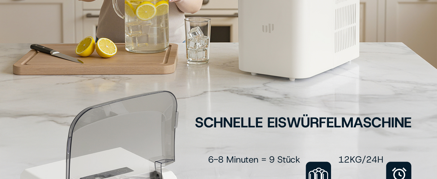 Машина для приготування льоду Upstreman BI12, біла: швидке охолодження, автоматичне очищення, для дому, офісу
