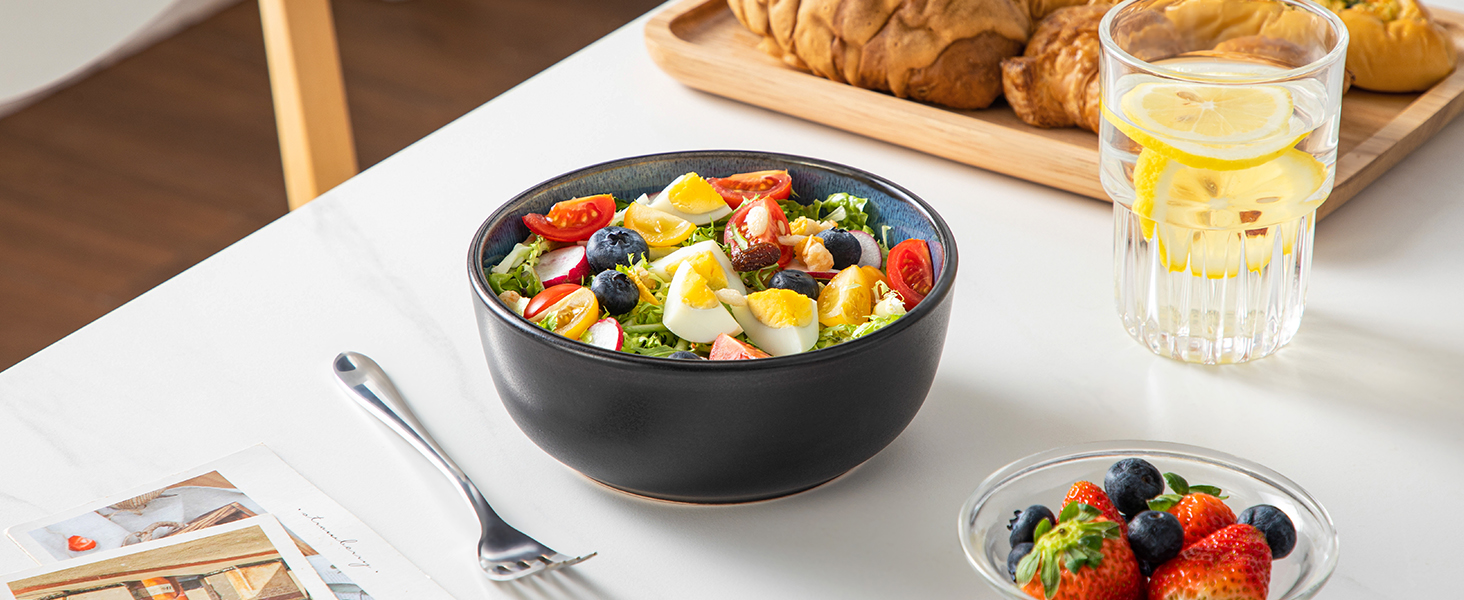 Набір тарілок/мисок Vancasso PLAYA, 6 шт., блакитні, з кераміки (6 мисок, супові тарілки, салатники, паста)