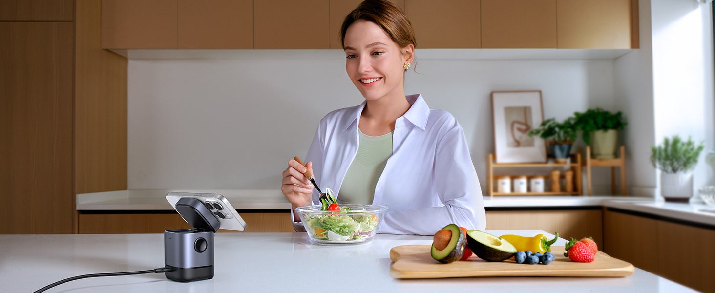 Зарядний станція UGREEN UNO 2-в-1 з сертифікацією Qi2, 15W, сумісна з MagSafe для iPhone 17/16/15/14/13, AirPods 2/3, регульований підставка для зарядки