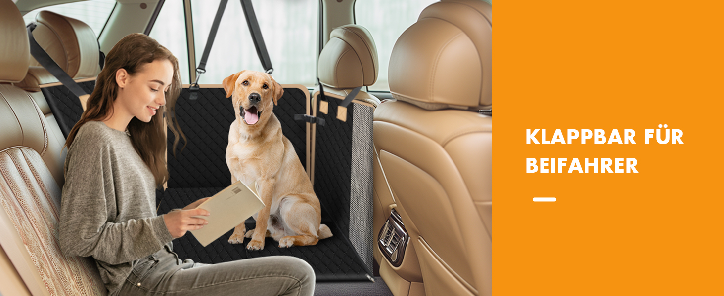 Водонепроникний килимок для собак у машину, чорний, XXL (130x65x54 см) з дерев'яною платформою та ременями безпеки