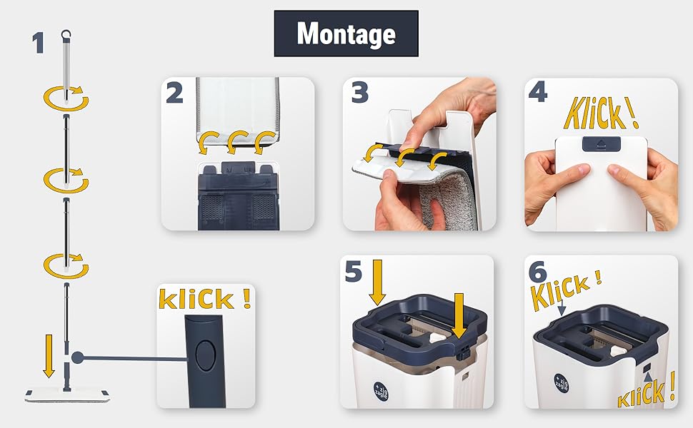 Набір для миття підлоги з відром, система чистої води, розділення чистої та брудної води: ультра-гігієнічний, легке прибирання, повний набір для миття підлоги, плоский моп, самоочищення, мікрофібровий накладний матеріал