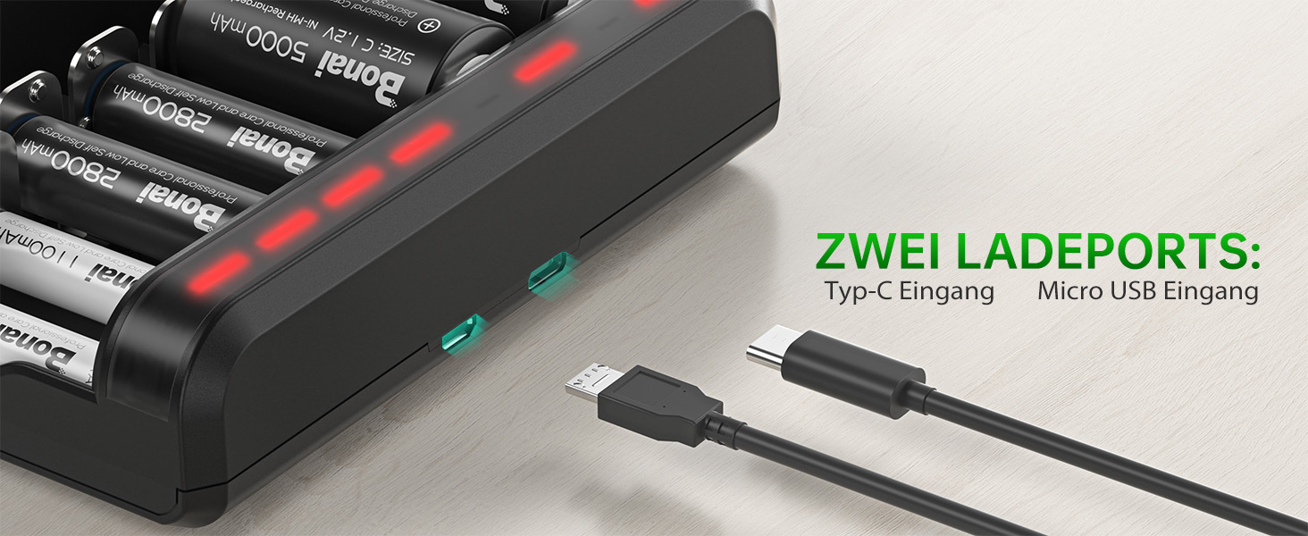 Універсальний зарядний пристрій для акумуляторів BONAI з LED-індикатором, інтелектуальний зарядний пристрій для AA AAA C D NI-MH акумуляторів