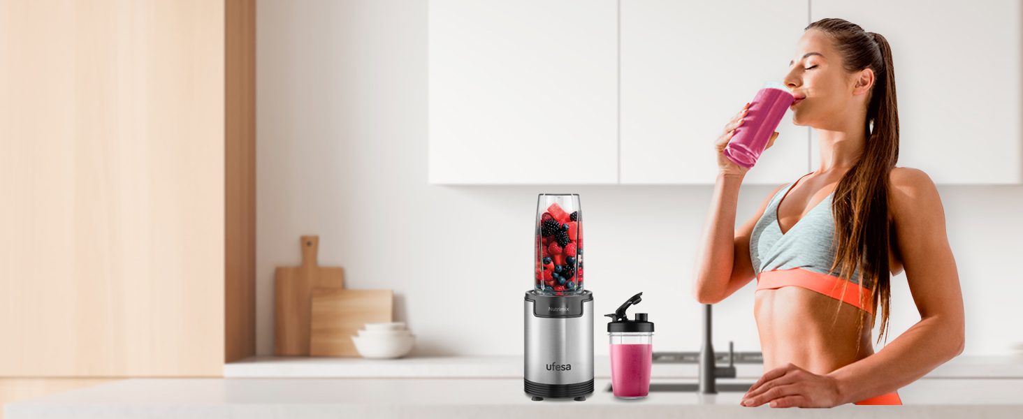 Блендер Ufesa Nutrimix 900Вт, універсальний екстрактор поживних речовин і вітамінів, нержавіючі леза, для смузі та коктейлів, подрібнення льоду, 6-в-1 набір