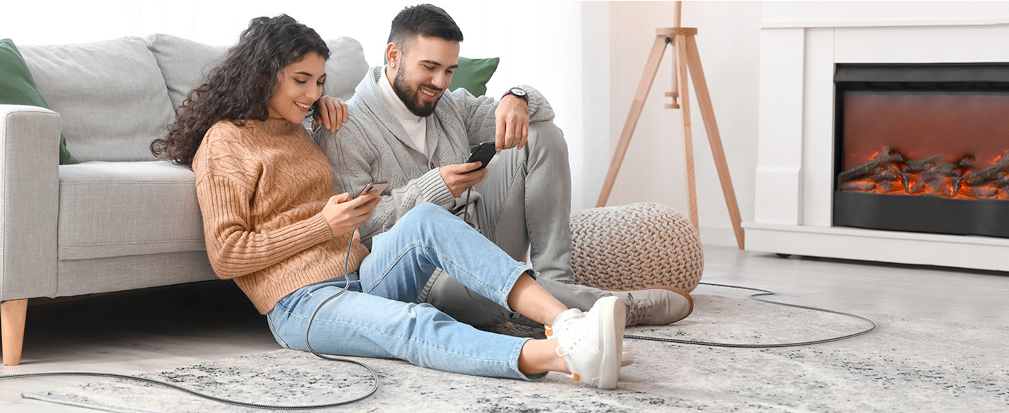 Кабель USB-C на USB-C [2 шт. 2м+2м] 100W, нейлон, сірий. Підтримка швидкої зарядки PD для iPhone, Samsung, iPad, MacBook, Pixel, Switch