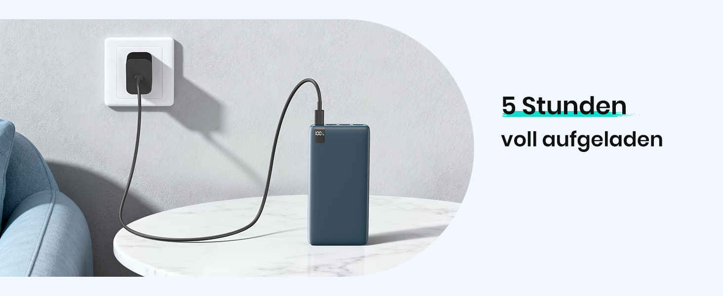 Power Bank ADDTOP 20000mAh 22.5W Blue – портативний зарядний пристрій з USB-C, LED-дисплеєм, швидка зарядка для iPhone 17/16/15/14/13/12/11, Samsung Galaxy та інших телефонів