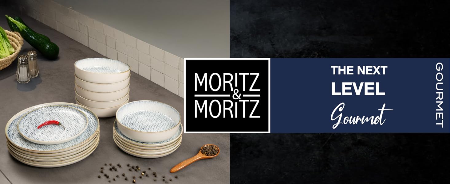 Набір кавових чашок Moritz & Moritz ALHAMBRA, 6 шт., 380 мл, порцеляна, блакитний, 24-х предметний посуд