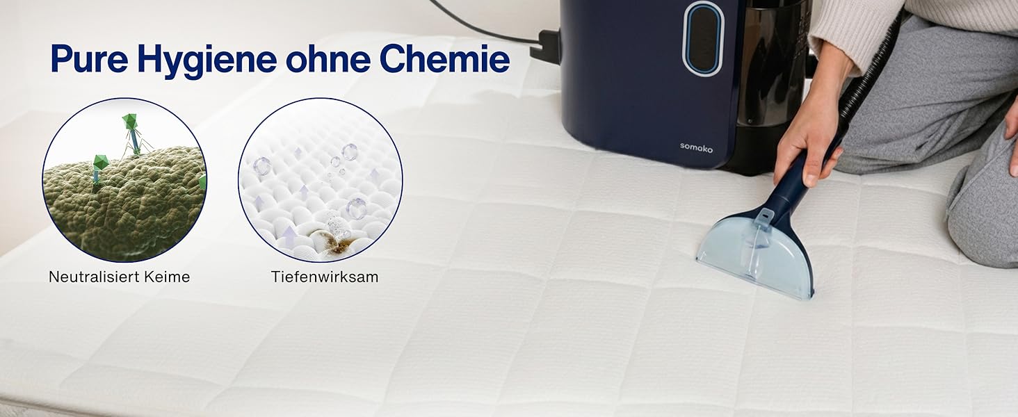 Samako Теперішній очищувач килимів та м'яких меблів – компактний ручний пристрій, потужний 400W двигун, 2 великі резервуари для води, підходить для всіх типів тканини (потужна версія (2000 Вт))