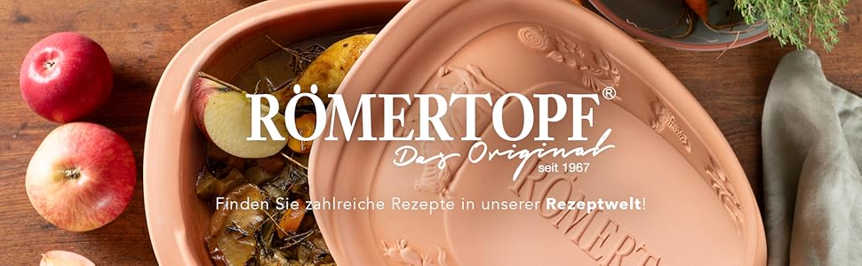 Керамічний жаровий горщик Römertopf RUSTICO 2.5 кг з пароваркою для соковитих натуральних страв, універсальний гусятник для сім'ї, легкий у догляді