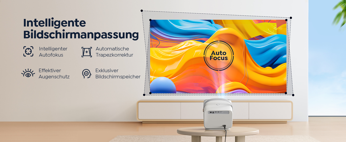 YABER V12 проєктор 4K: Full HD, WiFi6, Bluetooth 5.2, автофокус, 60Hz, 20W Dolby, для дому та на вулицю, 50% Zoom