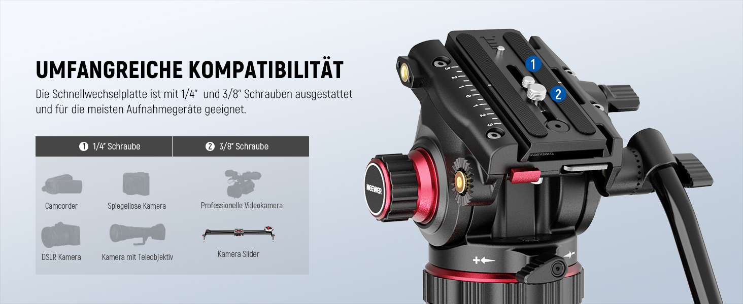 NEEWER Штатив відео 74' Pro з Fluid-головкою, QR-платформа, сумісний з DJI RS, для DSLR, максимальне навантаження 8 кг, LL37 (з серветкою)