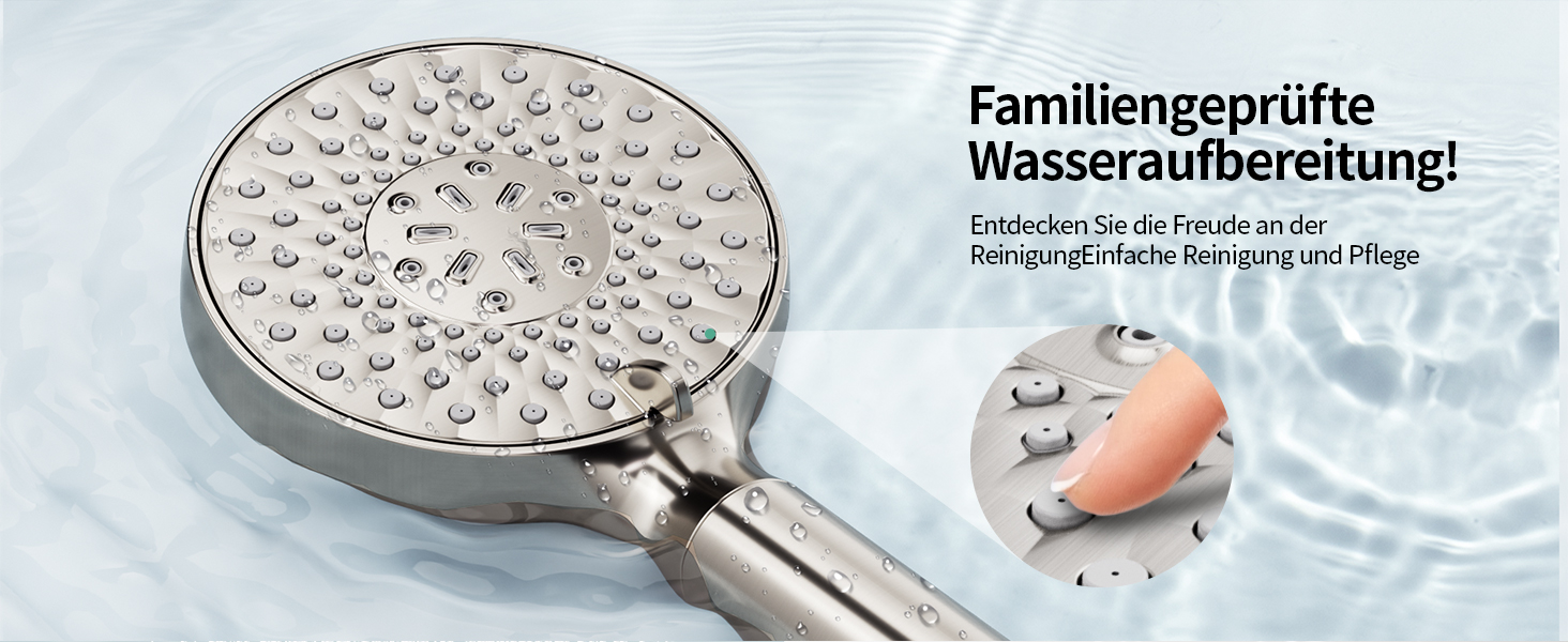 Душова лійка SR SUN RISE з фільтром, шлангом та картриджами, 9 функцій, високий тиск, для жорсткої води, видаляє хлор, важкі метали, бактерії.