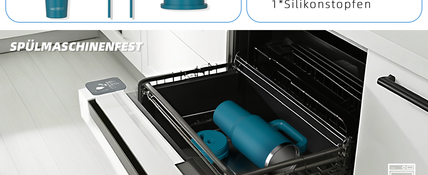 Термокружка WATERSY 1.2L з 2 трубочками, витокозахисний келих для кави To Go, вакуумна ізоляція, без BPA, ретро-зелений (1183 мл, Лагуна)