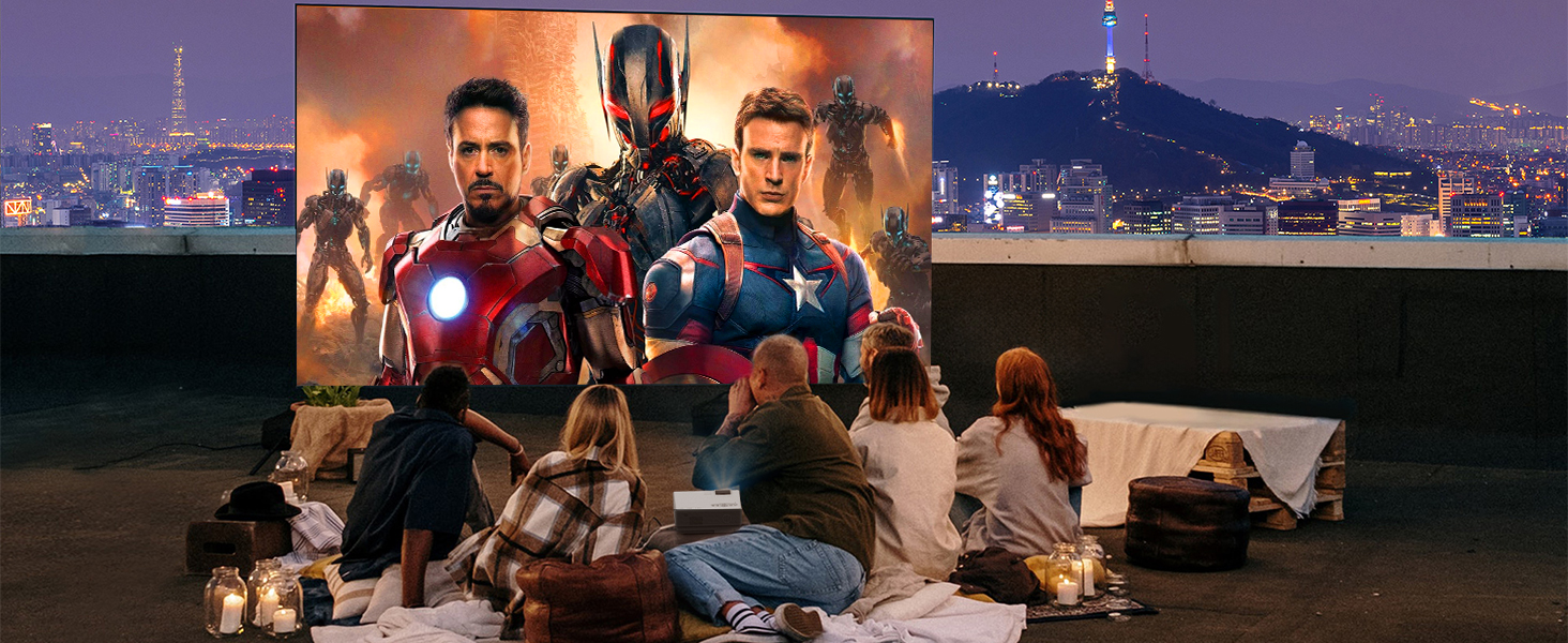 Портативний міні-проектор Smart Beamer Android 11 з WiFi 6, Bluetooth 5.2, підтримкою 4K/1080P та автоматичною корекцією трапеції. Підходить для підключення до телефону та ноутбука.