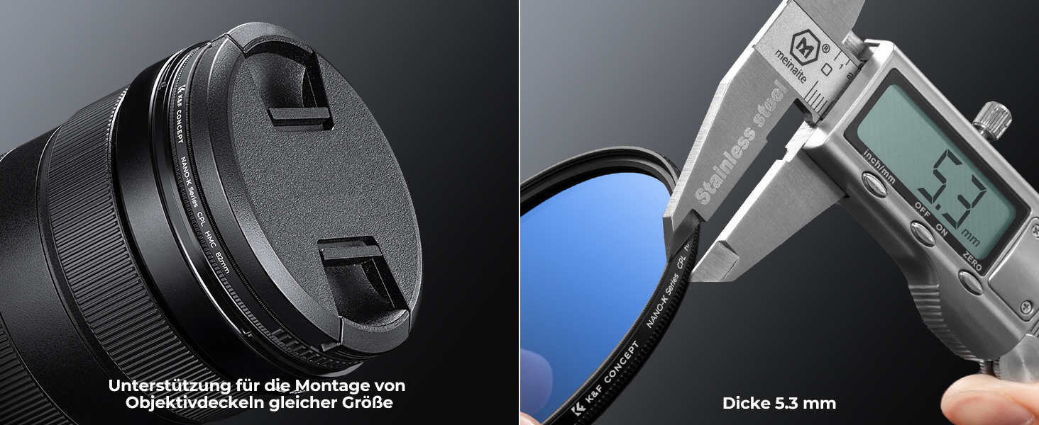 Поляризаційний фільтр K&F Concept 58mm для об'єктивів фото- та відеокамер - CPL фільтр, оптичне скло та алюміній