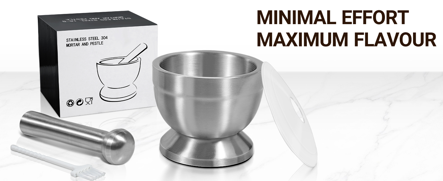 Ступка з товкачиком Sopito 250 мл, нержавіюча сталь, для спецій та ліків