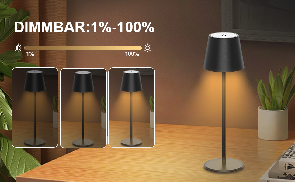 Акумуляторна LED-лампа Antela настільна бездротова диммерна, IP44, для дому та вулиці, 3000K/4000K/5000K, метал, 2 шт.