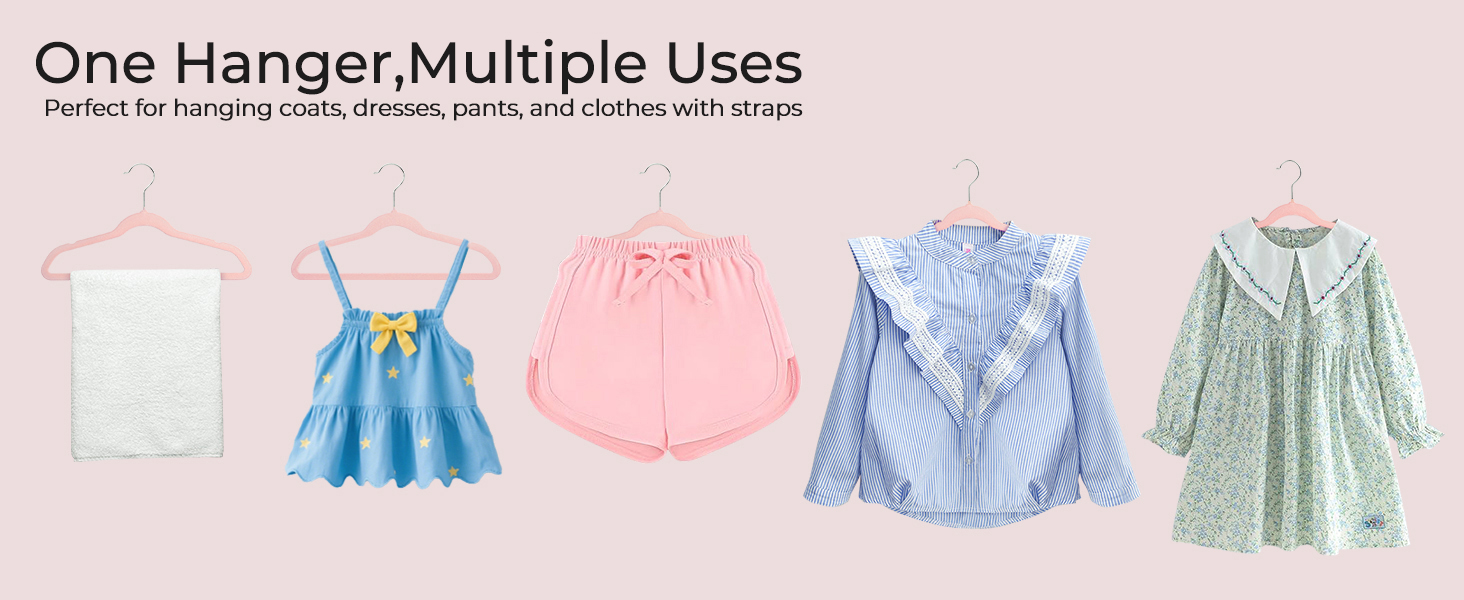 Дитячі вельветові вішалки ManGotree, 14 шт. Рожеві. Вішалки для одягу, плащів, костюмів, сорочок, штанів. 35 см, преміум-якість